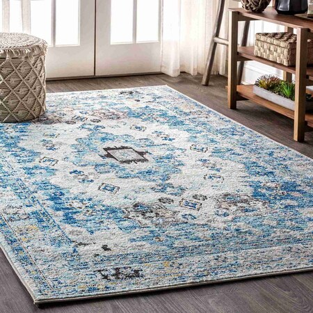 Jonathan Y Modern Persian Boho Vintage Medallion Cream/Blue 3 ft. x 5 ft. Area Rug MDP202A-3