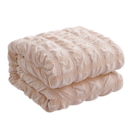 Homeroots Blush Twin Polyester 180 Thread Count Washable Duvet Cover Set 529024