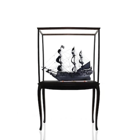 Homeroots 69" Black Solid Wood Hand Painted Black Pearl Pirate Floor Display Model Boat 401982