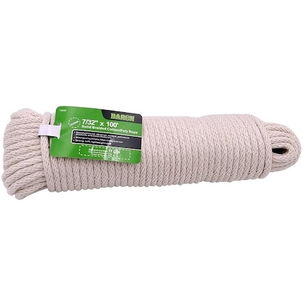 Baron Cord, 7/32 in Dia, 100 ft L, No 7, 11 lb Working Load, Cotton/Poly, Natural 13680
