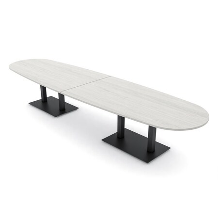 Skutchi Designs Boval Conference Table With Power Unit, 48 in W, 168 in L, Ivory HAR-BOVL-48X168-DOU.BK-K458-NA