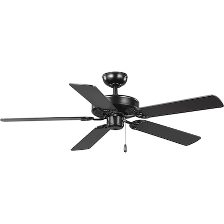 Progress Lighting AirPro 52-Inch 5-Blade AC Motor Ceiling Fan in Matte Black in Matte Black P250066-31M