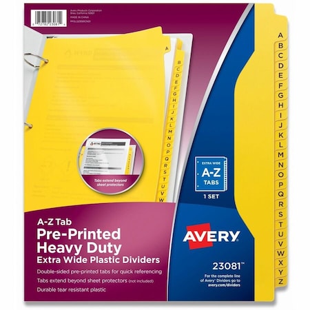 Avery reg HeavyDuty Plastic AZ Industrial Dividers, Yellow, 2PK AVE23081