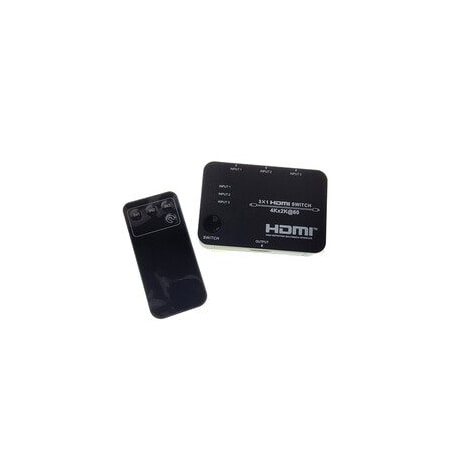 Cable Wholesale 2.0 HDMI Switch, 3 way, 3x1, HDMI High Speed with Ethernet, 4K at 60Hz, HDCP2.2, USB powered. 41V3-21030