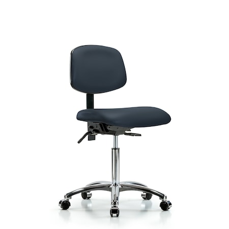 Blue Ridge Ergonomics Chair, Vin, Med Bench, Chr Tilt Casters, Nav, No Arms, 22" to 29" Height, Imperial Blue BR-VMBCH-CR-T1-A0-NF-CC-8582