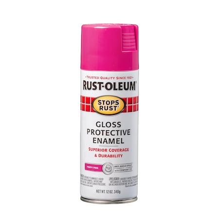 Rust-Oleum Spray Paint, Poppy Pink, Gloss, Solvent, 12 Oz 347026