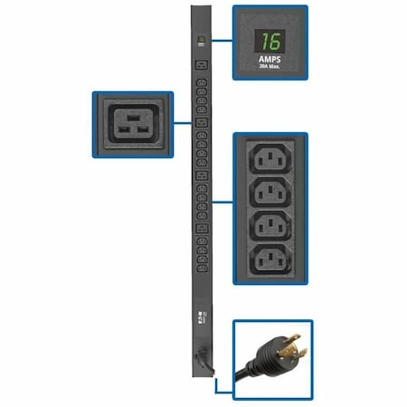 Eaton Tripp Lite Series 3.7kW 208/230V Single-Phase Local Metered PDU - 16 C13 & 4 C19 Outlets, PDUMV20HV-36
