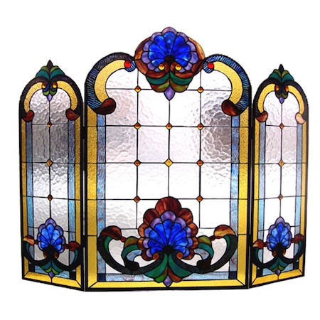 Chloe Lighting 40 in. Lighting Tiffany Glass Folding Victorian Fireplace Screen - 3 Piece, 3PK CH1F201BV40-GFS