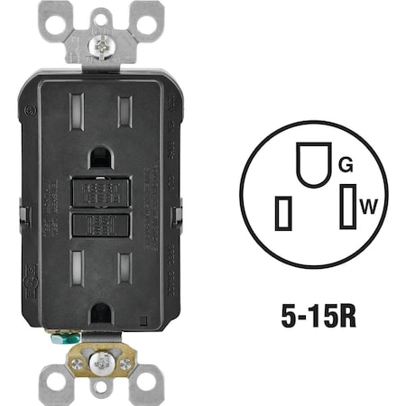 Leviton SmartlockPro Self-Test 15A Black Residential Grade Tamper Resistant 5-15R GFCI Outlet R95-GFTR1-0KE