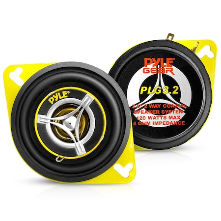 Pyle Pyle Car Two Way Speaker System, 3.5 in 120W, 4 Ohm, Mid Tweeter, 1.65 in Mount Depth PLG3.2