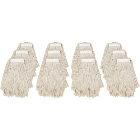 Genuine Joe Narrow Band Cut End Mophead - 24 oz - Cotton - Natural, 12PK GJOZ24COTCT