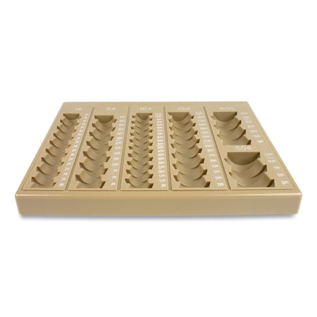 Amistad 6-Denomination Plastic Self Counting Loose Coin Tray, Tan AM2489902