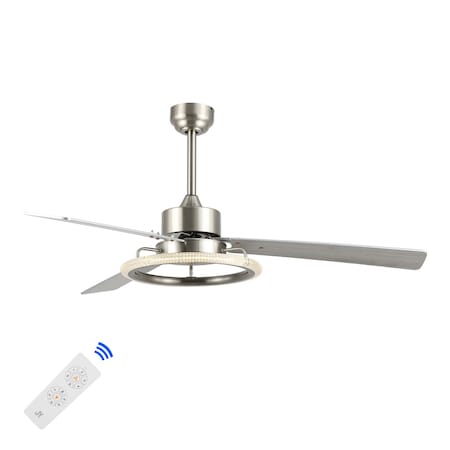 Jonathan Y Remy 52" 1-Light Modern Industrial Iron/Acrylic/Wood Remote-Controlled 6-Speed Integrated LED Ceilin JYL9723B