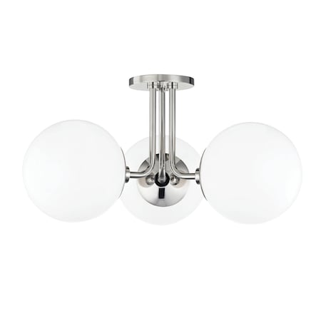 Mitzi Stella 3 Light Semi Flush 18.25 In. Polished Nickel H105603-PN