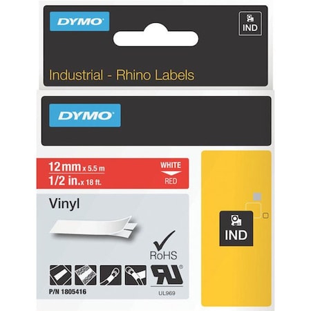 Dymo RHINO 1/2IN RED VINYL-12MM 1805416