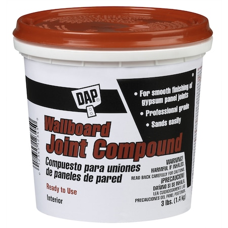 Dap Wallboard Joint Compound, 3 lb, Tub, White, Wallboard 10100