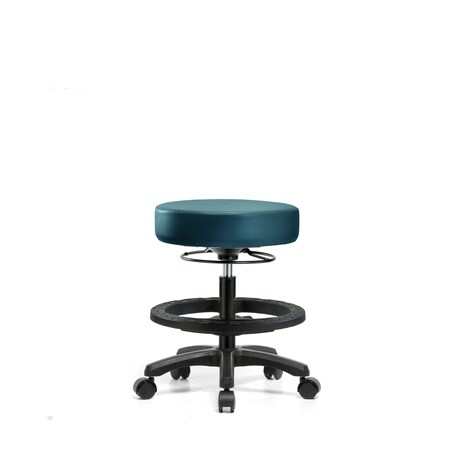 Blue Ridge Ergonomics Vinyl Mini-Stool, Med Bench, BF, Casters, Royal BR-VMBMS-RG-BF-RC-8801