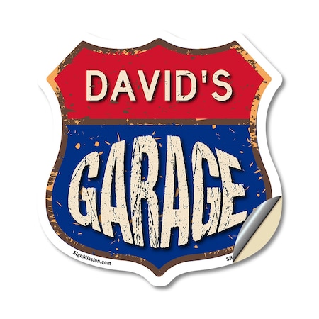 Signmission David's Garage, 12 Inch X 12 Inch, Vinyl Decal SHI-D-12-383-DAVID