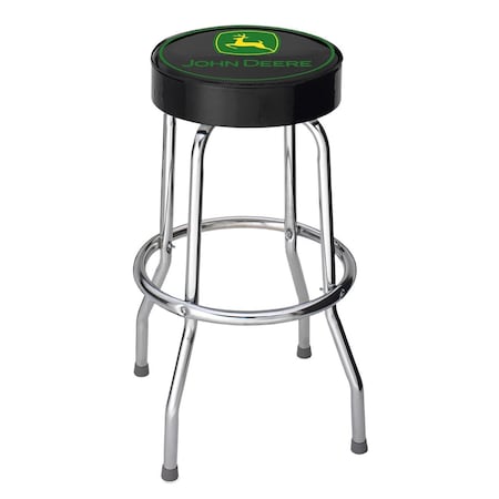 Plasticolor Round Black Vinyl Seat With True-Color John Deere Logo, Non-Swivel, 4 Steel Legs, Without Back 004746R01