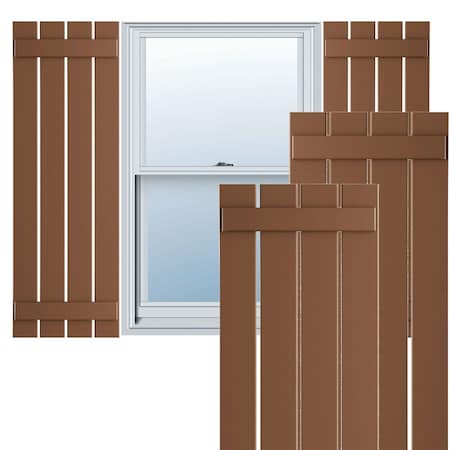 Ekena Millwork True Fit PVC, Four Board Spaced Board-n-Batten Shutters, Burnt Toffee , 23W x 55H, PR TFP101SBF23X055BT