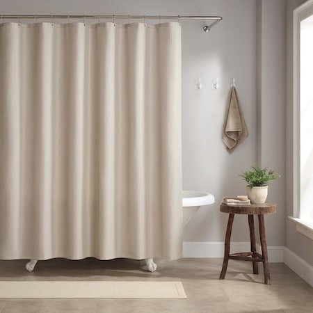 Arkwright Home Poly Shower Curtain Set 72x72 Raindrop Almond Milk - Case of 12, 12PK SCSET-7272-BG