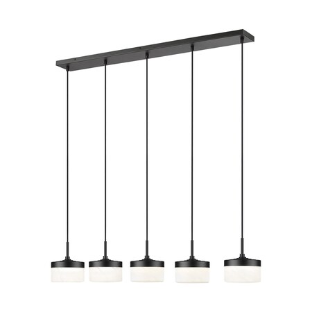 Z-Lite Renaud Matte Black 5 Light Linear Chandelier 827P6-5L-MB-LED