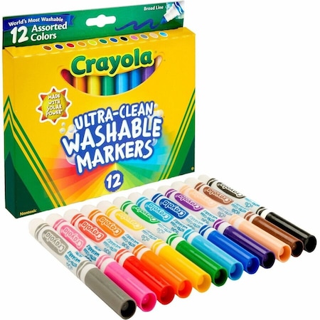Crayola Assorted, Orange, Yellow, Green, Blue, Violet, Brown, Black, Gray, Flamingo Pink, Sandy Tan Markers 58-7812