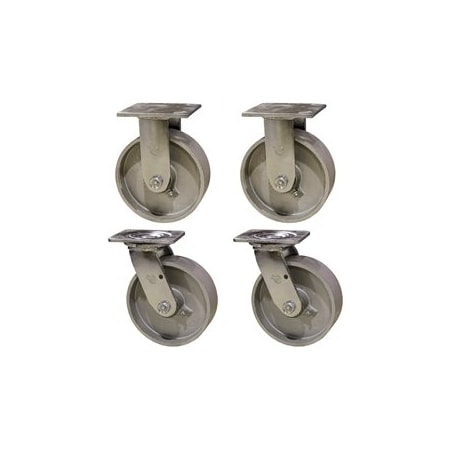 Service Caster 6 Inch Semi Steel Caster Set with Roller Bearings 2 Swivel 2 Rigid SCC SCC-30CS620-SSR-2-R620-2