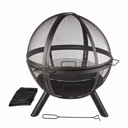 Pure Garden Outdoor Fire Pit Sphere 30 in Flaming Ball Fire Pit w/ Grill for Barbequing Firepit 50-LG1479