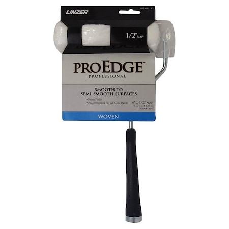 Linzer MT102-11 6IN Mini Roller, 1/2 in Nap, Fabric Cover, Threaded Handle, 6 in L Roller MT 102-11 6IN