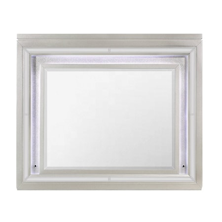 Homeroots 38" Champagne Wood Lighted Mounted Accent Mirror 384036