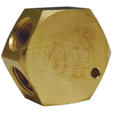 Dixon Flat Hex Manifold, 1 3/8 in NPT Inlets x 3 1/4 in NPT Outlets, Brass 3132