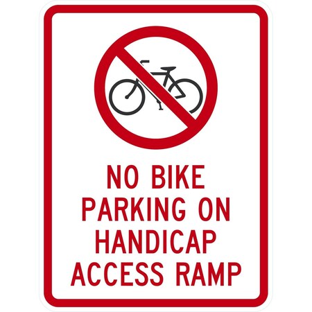 Lyle No Bike Parking On Handicap Access Ramp, 18x24, High Intensity Prismatic, White G-10509-HI_18x24