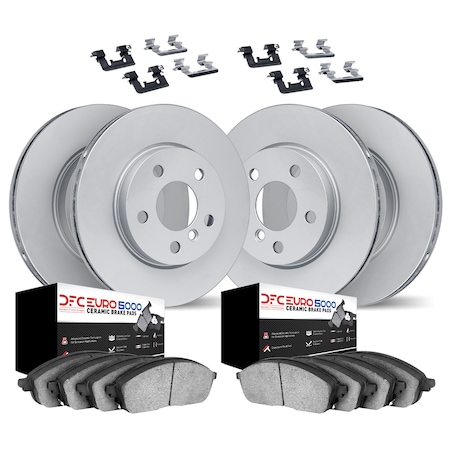 Dynamic Friction Co DFC GEOMET Rotors with EURO 5000 Ceramic Brake Pads includes Hardware 9614-73011