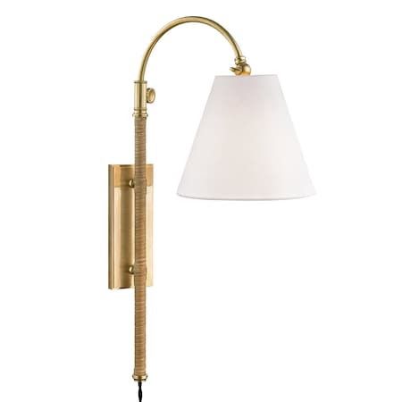 Hudson Valley Lighting Mark D. Sikes X Curves No.1 1 Light Plug-In Sconce 8 In. Aged Brass MDS501-AGB