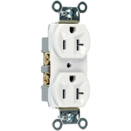 Legrand Straight Blade Receptacle, 5-20R, 20 A, 125V AC, 2 Pole, 3 Wire, Grounded CRB5362WCC12