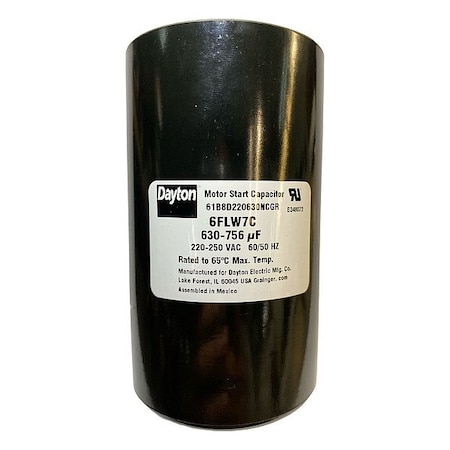 Dayton Motor Start Capacitor, Round 6FLW7