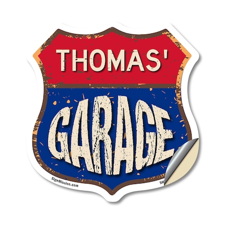 Signmission Thomas's Garage, 18 Inch X 18 Inch, Vinyl Decal SHI-D-18-383-THOMAS
