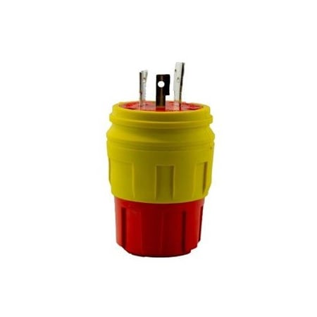 Ericson Watertight Locking Plug, L7-20P, 20 A, 277V AC, Single Phase, 2 Pole, Yellow 2314-PW6P-AM