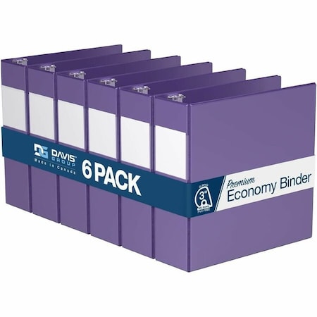 Davis Group Premium Economy, Angle D Ring, Binder, (Purple, 3"), PK6 2305-69-06