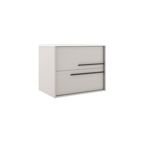 Homeroots 32" Tan Wood Floating Bathroom Vanity With White Sink And Two Drawers 624096