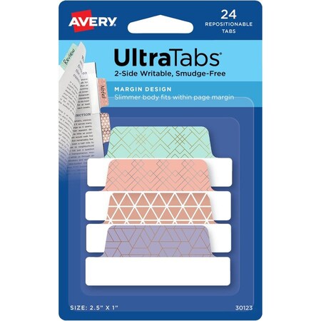 Avery Margin Ultra Tabs, 2.5" x 1", 24 R, PK24 30123