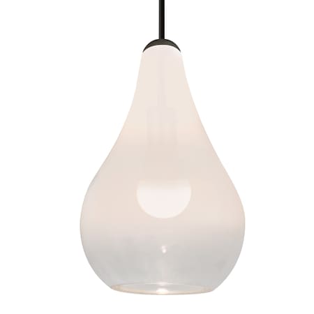 Besa Lighting Besa Leon Pendant, Milky White/Clear, Black Finish, 1x 9W LED 1JT-LEONWC-LED-BK