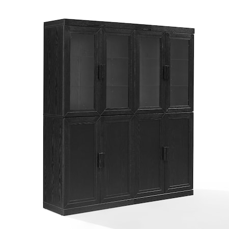 Crosley Essen 2Pc Pantry Storage Cabinet W/Glass Door Hutch Set KF33066BK