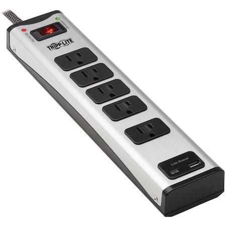 Eaton Tripp Lite Series 5-Outlet Surge Protector with 1 USB-A and 1 USB-C 3.9A Shared - 6 ft. Cord,  TLM506USBC