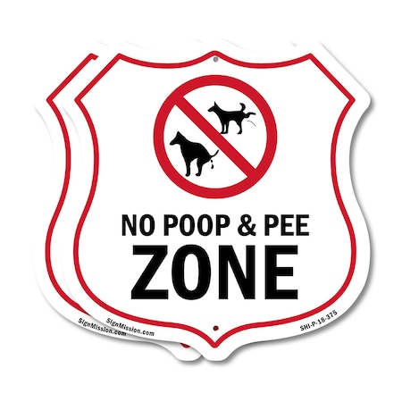 Signmission Dog Poop Shield Sign No Poop & Pee Zone, 18 inch X 18 inch, Plastic Sign, 2PK SHI-P-2PACK-18-375