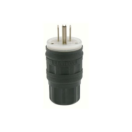 Leviton Watertight Locking Plug, L5-15P, 15 A, 125V AC, Single Phase, 2 Pole, Screw Terminals, Black 14W47-B