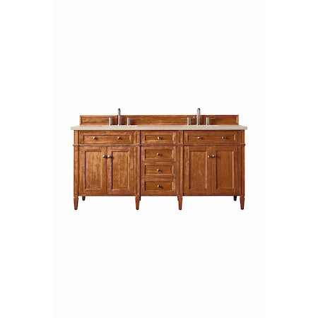 James Martin Vanities Brittany 72" Double Vanity, Saddle Brown, w/ 3 CM Siberian Silestone Top 650-V72-SBR-3SFR