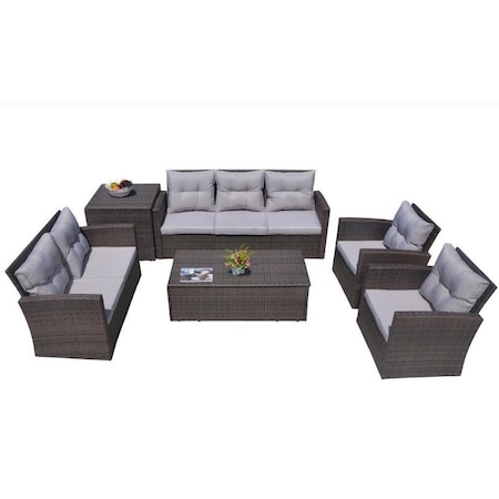 Homeroots Six Piece Outdoor Brown Metal Sofa Seating Group With Cushions 372323
