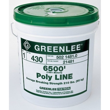 Greenlee Poly Line, 6500 ft, Breaking Strength 210 lb, Green 430